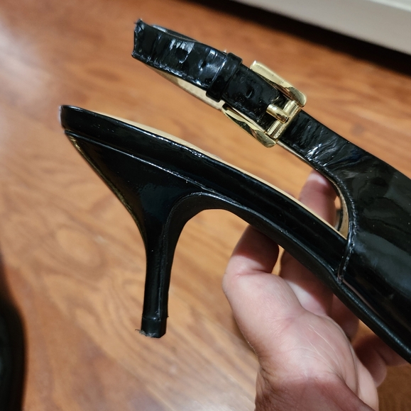 MICHAEL KORS Kelsey High Heel Pointed Toe Slingbacks Black Patent Leather Sz 7.5 - Picture 5 of 7